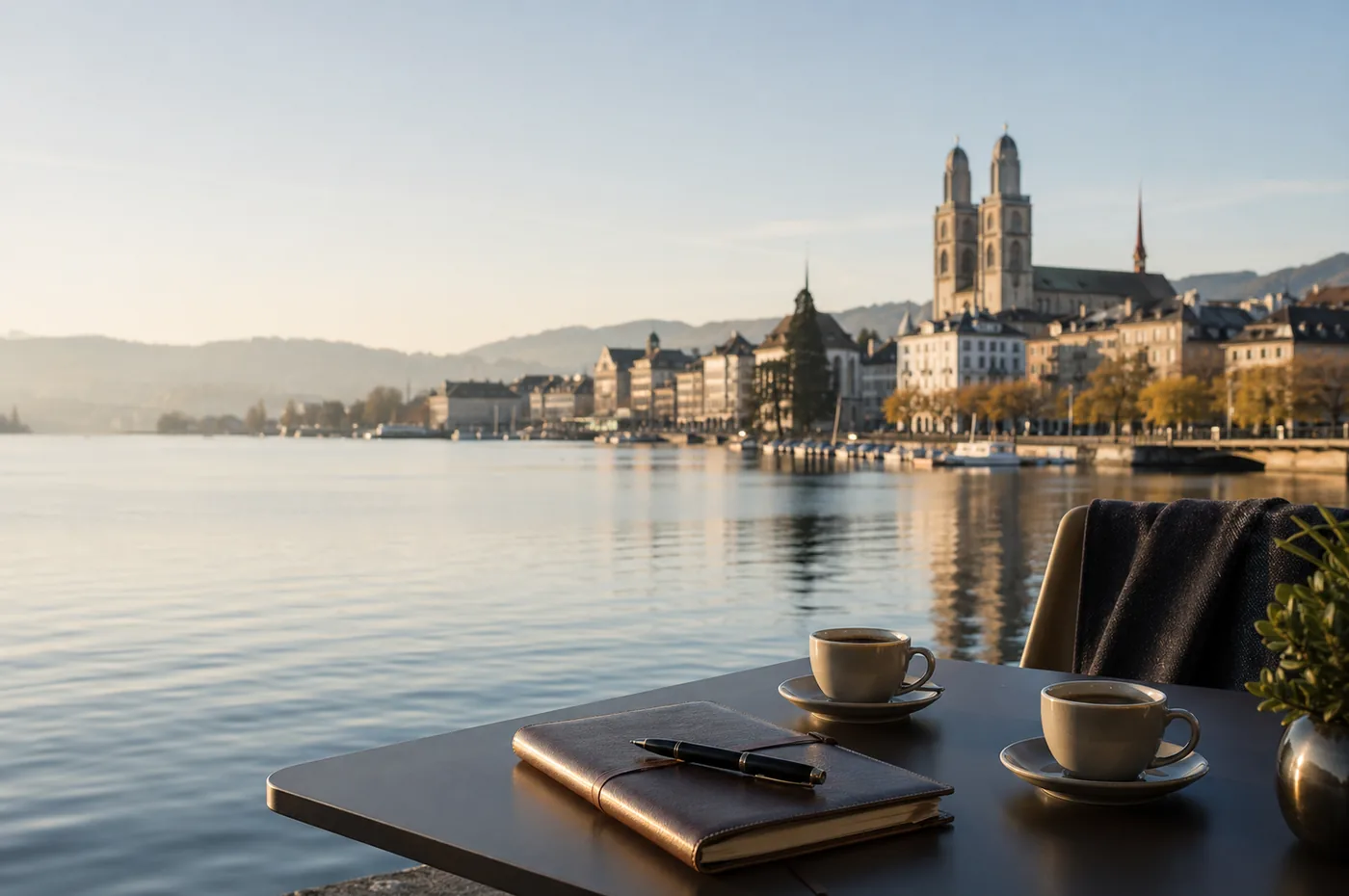 View of Zürich on Lake Zürich and the Old Town
